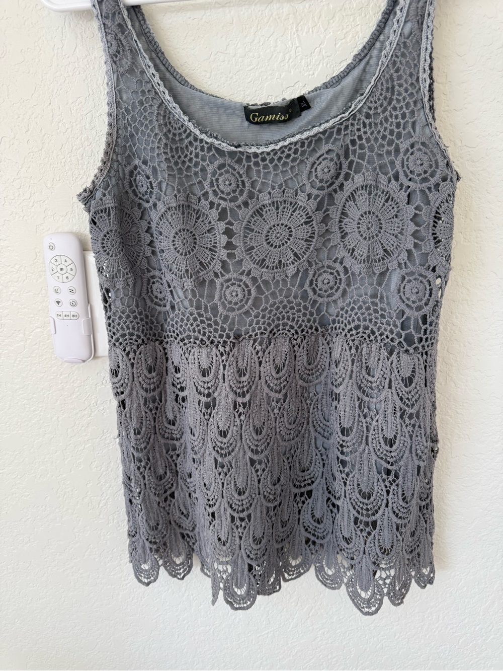 Gray Crochet Lace Camisole Tank Top